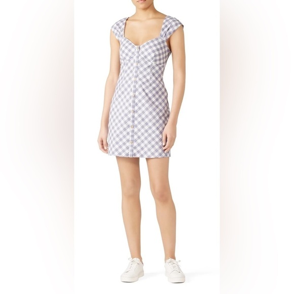 SAYLOR Dresses & Skirts - Saylor Hadleigh Lavender & White Gingham Mini Dress Preppy Cottagecore 90s Sz XL